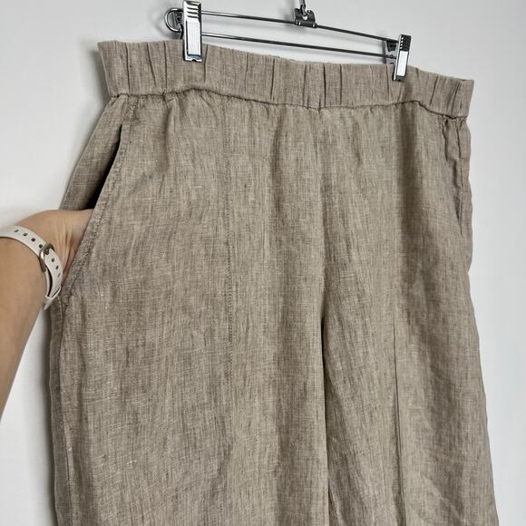 Eileen Fisher Women’s Size L 100% Organic Linen Baggy Wide Leg Lightweight Pants - Picture 2 of 9